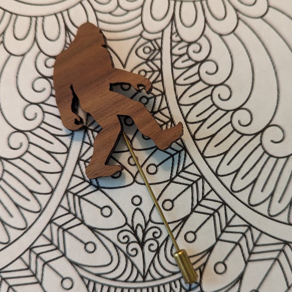 Bigfoot Yeti Sasquatch  Walnut Wood Stick Pin